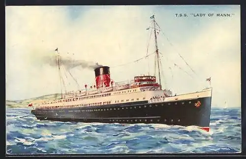 AK Passagierschiff TSS Lady of Mann vor der Küste in Fahrt