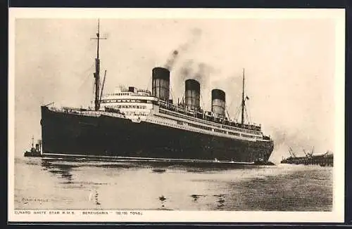 AK Passagierschiff RMS Berengaria vor dem Hafen, Cunard White Star Line