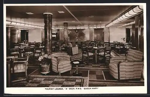 AK Passagierschiff RMS Queen Mary, Tourist Lounge A