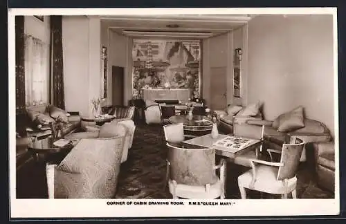 AK Passagierschiff RMS Queen Mary, Corner of Cabin Drawing Room