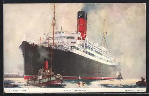 AK Passagierschiff RMS Samaria im Hafen, Cunard Liner