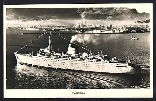 AK Passagierschiff Caronia vo der Küste, Cunard Liner