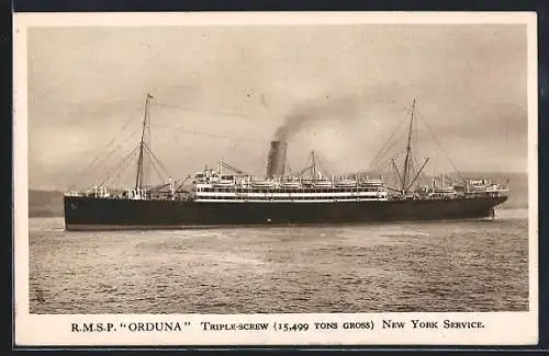 AK Passagierschiff RMSP Orduna vor der Küste, New York Service