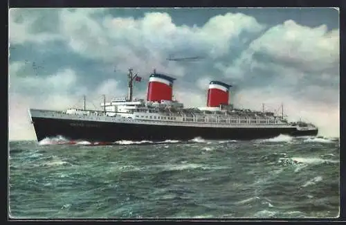 AK Passagierschiff SS United States auf dem Meer, US Lines