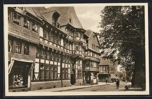 AK Goslar, Marktstrasse mit grossem Fachwerkhaus