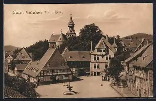 AK Goslar, Strassenpartie am Frankenberger Plan und Kirche