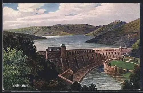 AK Waldeck / Hessen, Blick auf Edertalsperre