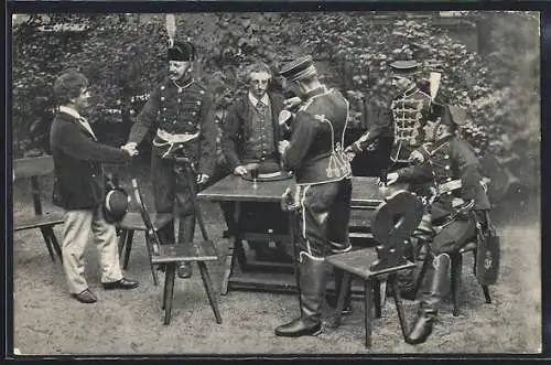 AK Chemnitz, Allgemeiner Husarentag 1912, Szene aus dem Festspiel von Hauptmann Kell
