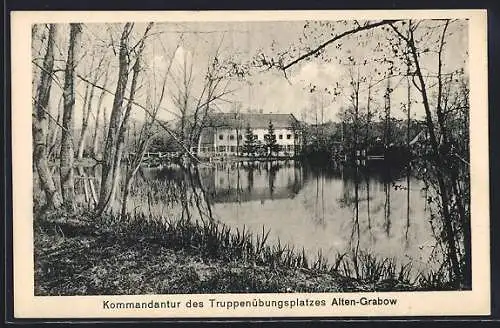 AK Altengrabow, Truppenübungsplatz, Kommandantur vom gegenüberliegenden Ufer aus