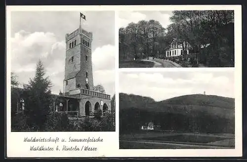 AK Rinteln, Gasthaus Waldkater mit Aussichtsturm