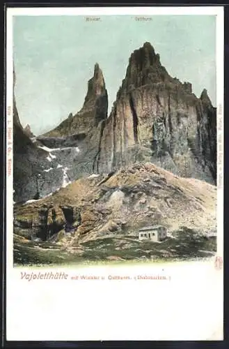AK Vajoletthütte mit Winkler und Ostthurm, Dolomiten