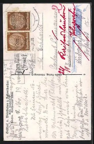 AK Iphofen, Rathaus mit Strassenpartie