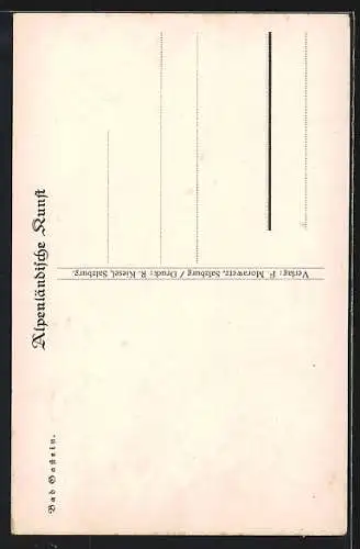 Künstler-AK Bad Gastein, Ortspartie mit Wasserfall