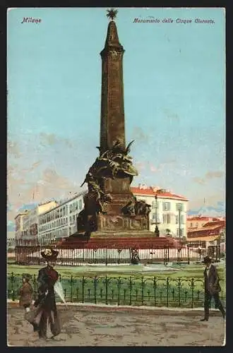 Künstler-AK Milano, Monumento delle Cinque Giorante