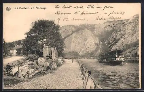 AK Profondeville, les rochers de Fidevoie, la Meuse