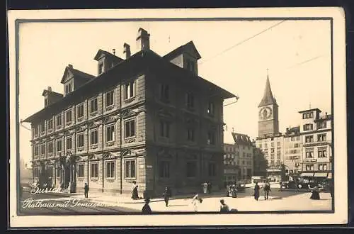 AK Zürich, Marktplatz mit Rathaus