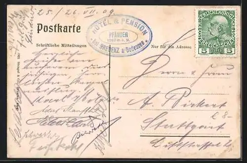 AK Bregenz am Bodensee, Pfändergipfel mit Hotel