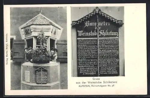 AK Kufstein, Weinstube Schicktanz, Gäste schauen aus dem Erker, Barometer