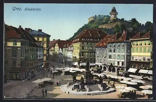 AK Graz, Strassenbahn auf dem Hauptplatz