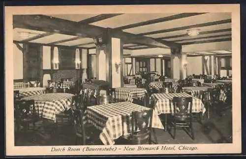 AK Chicago, Illinois, New Bismarck Hotel, Dutch Room