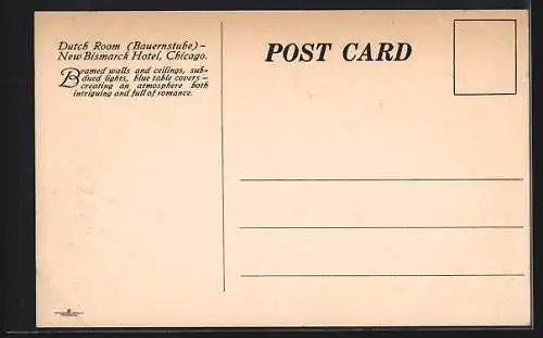 AK Chicago, Illinois, New Bismarck Hotel, Dutch Room