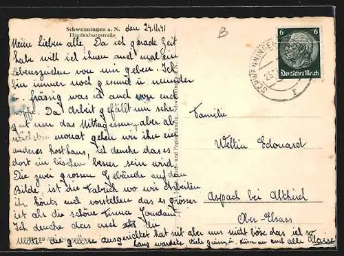 AK Schwenningen a. N., Hindenburgstrasse, Kienzle-Uhrenfabriken