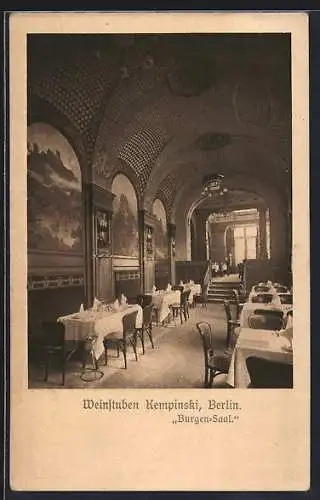 AK Berlin, Weinstuben Kempinski, Blick in den Burgensaal