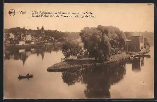 AK Visé, LÌle Robinson, la Meuse et vue sur la Ville