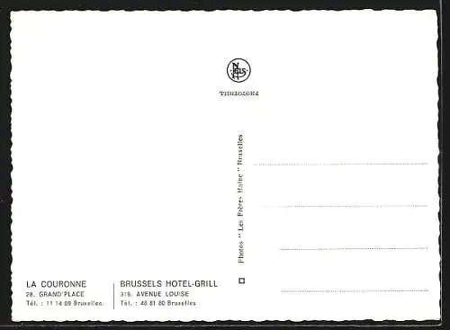 AK Bruxelles, Restaurant la Couronne Grand Place, Hotel-Residence Avenue Louise