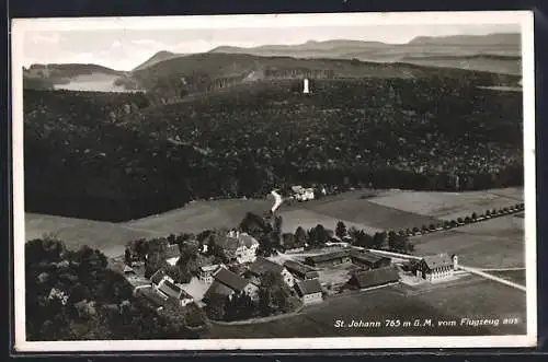 AK St. Johann / Schwäbische Alb, Ortsansicht vom Flugzeug aus