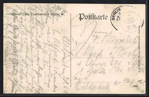 AK Berlin-Charlottenburg, Grand Café Cumberland, Innenansicht, Kurfürstendamm