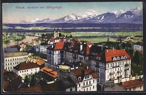 AK Villach, Ansicht mit Parkhotel und Mittagskogel