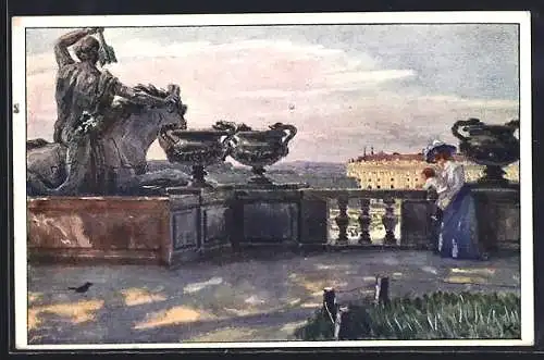 Künstler-AK Brüder Kohn (B.K.W.I) Nr. 762 /10: Wien, Schönbrunn, Am Neptunbrunnen