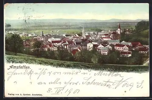AK Amstetten, Ortsansicht aus der Vogelschau