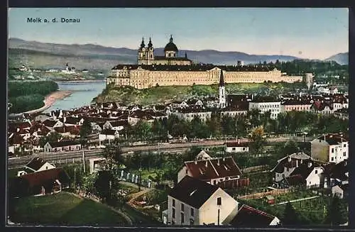AK Melk a. d. Donau, Totalansicht mit dem Klosterstift