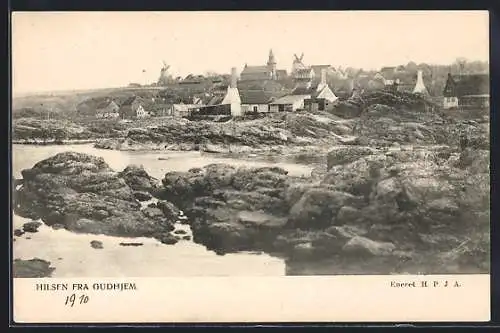 AK Gudhjem, Ortsansicht mit Küste