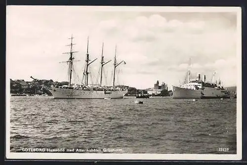 AK Göteborg, Hamnbild med Amerikabaten Gripsholm