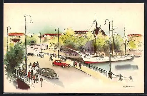 Künstler-AK Halmstad, Öster Bro