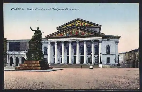 AK München, Hoftheater und Max-Joseph-Monument