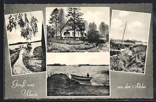 AK Ulsnis an der Schlei, Uferpartien und Landschulheim