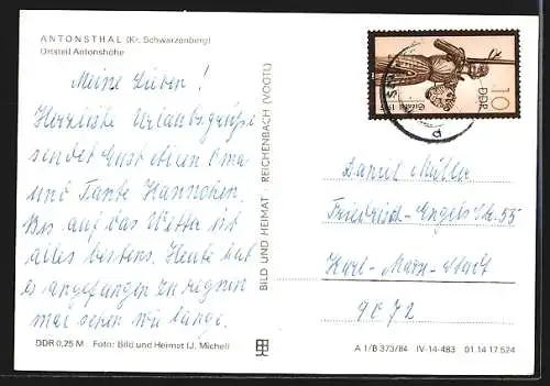 AK Antonsthal /Schwarzenberg, Ortsteil Antonshöhe mit Strassenpartie