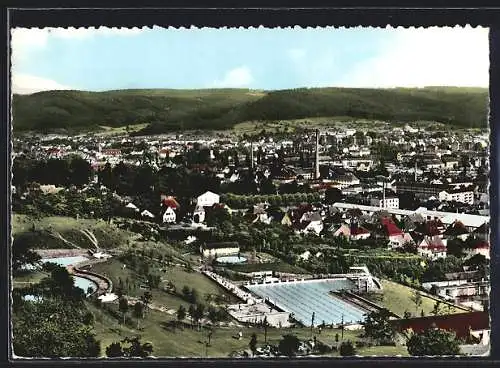 AK Lahr / Baden, Panorama mit Freibad