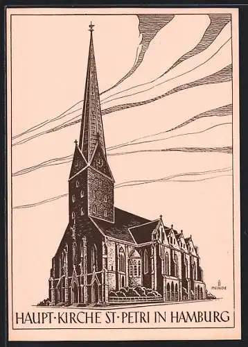 Künstler-AK Meinecke: Hamburg, Haupt.Kirche St. Petri