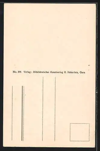 AK Demmin i. Pomm., Ulanen-Denkmal umgeben von Bäumen