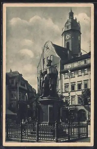 AK Jena, Johann-Friedrich-Denkmal auf dem Marktplatz