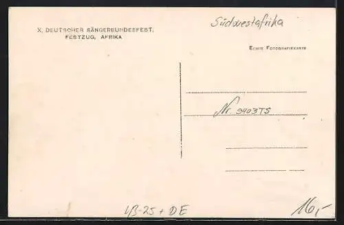 AK Wien, X. Dt. Sängerbundesfest, Festzug, Gruppe Afrika