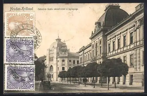 AK Hradec-Králové, Odborná, skola zamecnicka a synagoga, Synagoge