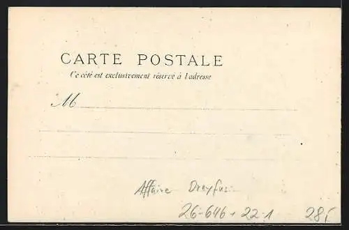 Künstler-AK Philippe Norwins: Affaire Dreyfus, No. 2, Binetoscope, Alfred Dreyfus als Vogelscheuche