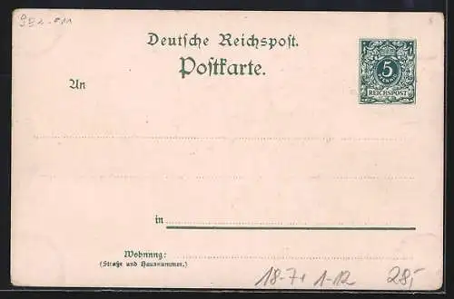 Lithographie Wettinfestzug 1889, König Albert von Sachsen, Konrad der Grosse, Ganzsache