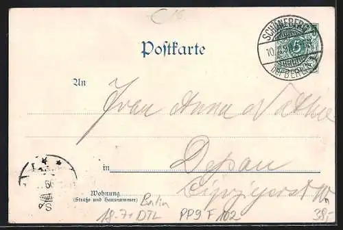 Künstler-AK Berlin-Weissensee, Schloss mit Gasthaus von R. Schenk, Promenadenplatz und Seetheater, Ganzsache PP9 F 102